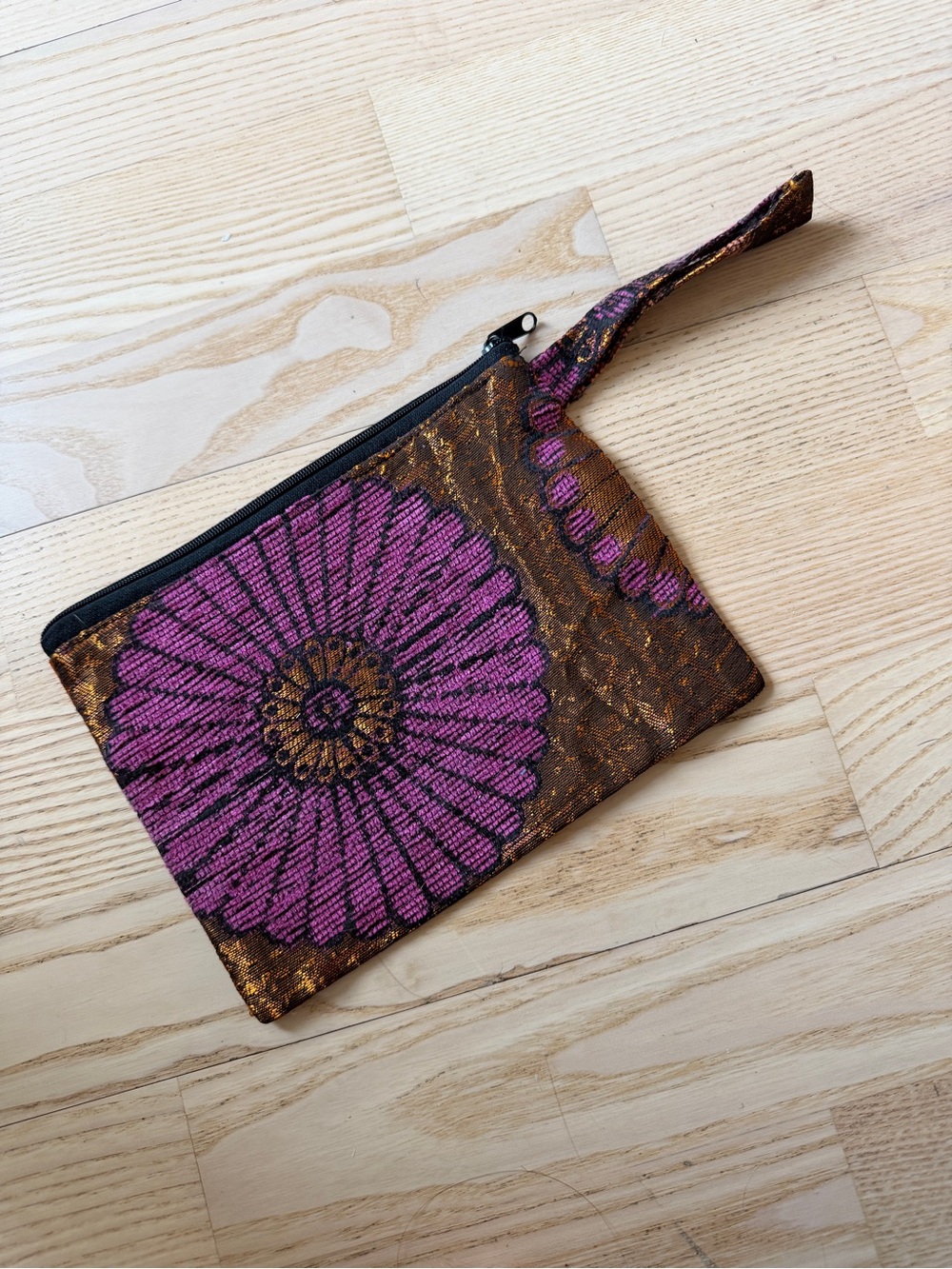 Vintage Purple Floral Wristlet Pouch – Women Bags